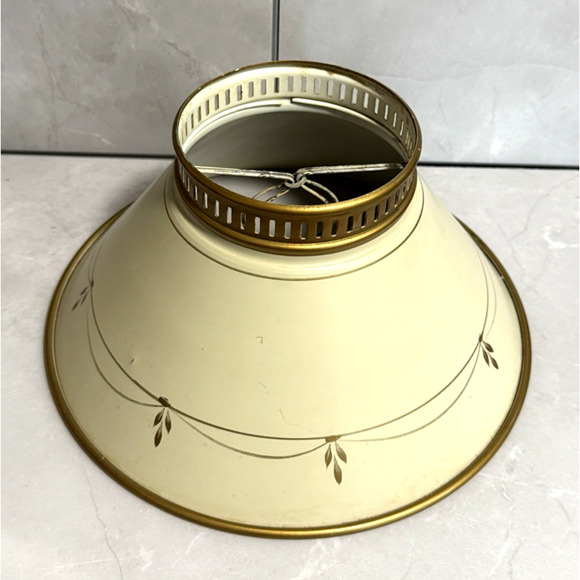 Vintage Toleware Metal Lamp Shade 10.5" Width 5.25" Tall - Picture 6 of 8